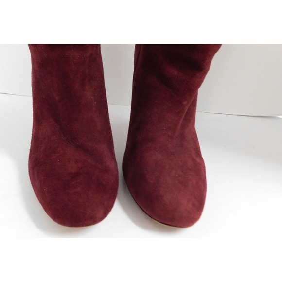 Stuart Weitzman Brooks Boots Wine Suede Heeled Pull On Round Toe Ankle Sz 7 M - Picture 5 of 8